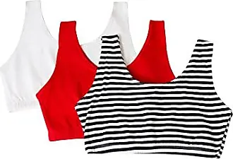 Fruit of the Loom Women's Tank Style Cotton Sports Bra 3-Pack Red Hot with  Black/White/Black 38