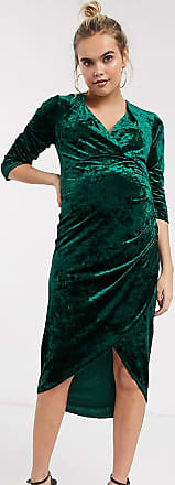 tfnc velvet midi wrap dress in emerald