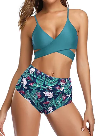  SHEKINI Women's Push Up Bikini Set Wrap Bandage Bathing Suit  Two Piece Swimsuits(Valley Green, Small) : Clothing, Shoes & Jewelry