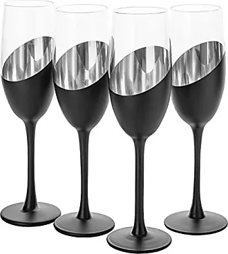Set of 4, 6 oz Christmas Metallic Plated Stemmed Champagne Flutes, Holiday  Multicolored Toasting Sparkling Wine Glasses