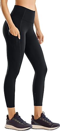 CRZ YOGA Women's Running Tights Workout Capris Cropped Yoga Pants with Pockets 