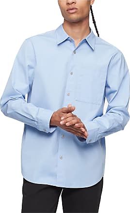 Calvin Klein Mens Solid Pocket Button-Down Easy Shirt, Serenity, XX-Large