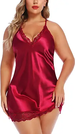 Red Sexy Satin Lace Cami Vest Top Negligee Lingerie PLUS SIZE