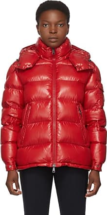 red moncler coat fur hood