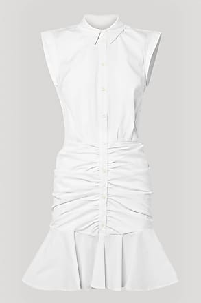 Veronica Beard Bell Ruched Stretch-cotton Poplin Dress - White - US0,US2,US4,US6,US8,US10,US12