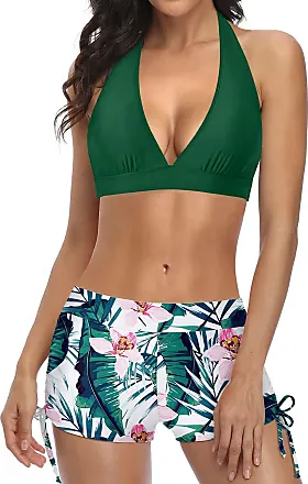 Holipick Two Piece Bathing Suit with Shorts for Women Push Up