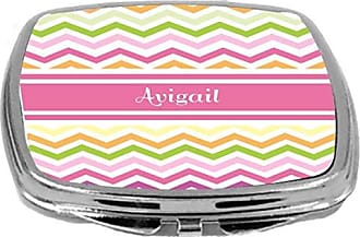 Rikki Knight Compact Mirror Letter p Initial Light Pink Damask and Stripes 