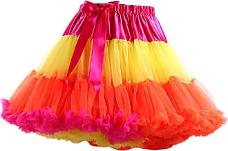 Honeystore Women's 3-Layered Tutu Dance Petticoat Pleated Mini Skirt 16 Length 