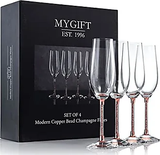 MyGift Modern Stemless Wine Glasses with Hammered Brass Metal Bottoms, Set  of 4 : : Home
