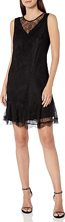 Nanette Lepore Womens Slvls Lace Trap Dress W/Flounce Hem, Very Black, 0