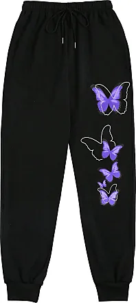 Women's Printed Legging Short Jeans Knee Length Butterfly Bermuda Short  Jeans High Waisted Fitness Short Denim Leggings (Purple,Large)