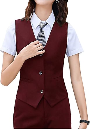 Lazutom Women Womens Casual Office Work One Button V-Neck Dressy Suit Vest Waistcoat 