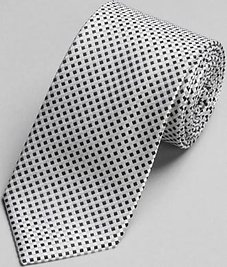 Jos. A. Bank Mens Reserve Collection Mini Check Tie - Long, Silver, EXTRA LONG