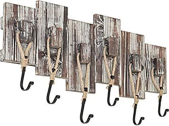MyGift Wall Mounted Rustic Burnt Wood & Metal Wire Vertical Hat and Coat Garment Racks, Set of 2