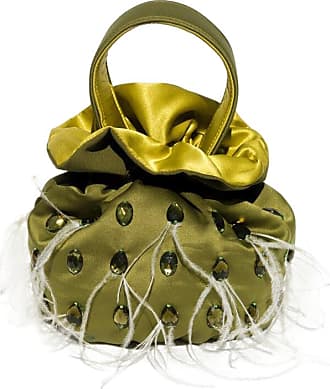 Yellow Upcycled-bead cross-body bag, Germanier