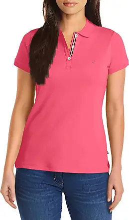 NEW Nautica Women's Split-Neck Classic Fit Pink Polo Shirt Stretch Siz -  beyond exchange