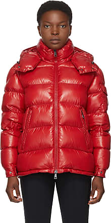 red fur moncler coat