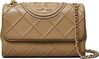Tory Burch Fleming Small Convertible Woven Shoulder Bag In  Pebblestone/brass