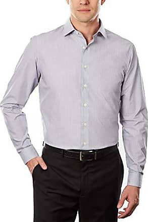 Kenneth Cole Unlisted by Kenneth Cole Mens Dress Shirt Regular Fit Checks and Stripes (Patterned), Carbon, 14-14.5 Neck 32-33 Sleeve