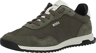 Hugo Boss Green Velocity Knit Lace-up Trainers 50385603 In Khaki
