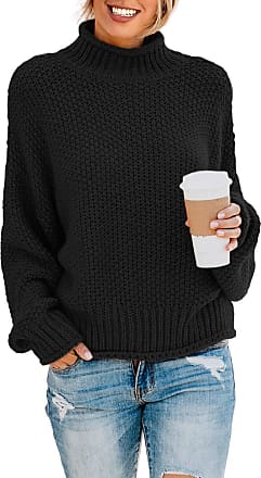 Women Casual Oversize Chunky Knit Pullover Long Sleeve High-Neck Chunky  Sweater~