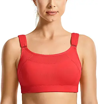 SYROKAN High Impact Sports Bras for Women Underwire High Support Racerback  No Bounce Workout Fitness Gym Crimson Red 34C