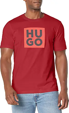 HUGO - Interlock-cotton regular-fit T-shirt with stacked logo