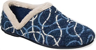 Womens Ladies Generous Fit Slippers Navy Blue Touch Fastening Sleepers 3 to 9 