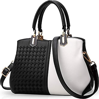 NICOLE&DORIS Woman Handbag Floral Pattern Crossbody Soft Shoulder Bag Tote Commuter PU Leather Gray 