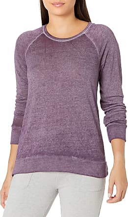 Danskin Womens Long Sleeve Mineral Wash Pullover, Cosmo, X-Large
