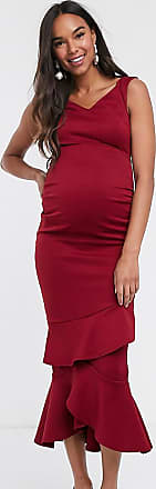 true violet exclusive one shoulder frill wrap dress in red
