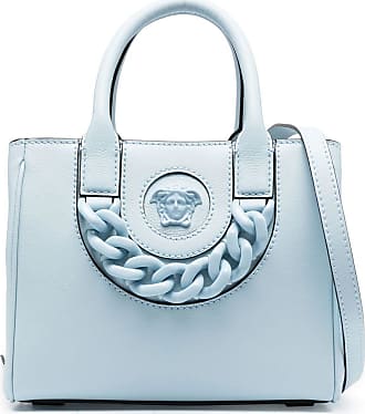Versace, Bags, New Versace Cornflower Blue Calf Leather Virtus Tote Bag
