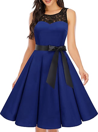 LLNONG Women Multi Color V-Neck Halter Sling Dot Printing Party Prom Cocktail Swing Dress Casual Elegant Belt Dress 