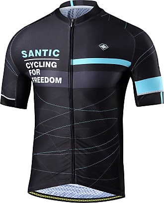Santic Cycling Jersey Men's Long Sleeve Bike Reflective Full Zip Bicycle Shirts with Pockets 