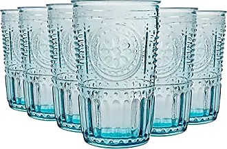 Twine Aqua Bubble Gold Rimmed Glass Tumblers - Tinted Water Drinking Glass,  Kitchen Glassware Glass Cups Set, Colored Cocktail Glasses - Set of 2, 16  oz, Blue 