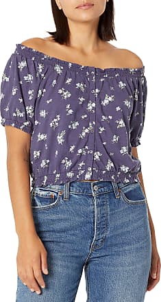 Lucky Brand Women's Ditsy Floral Square Neck Peasant Top In Raven Multi