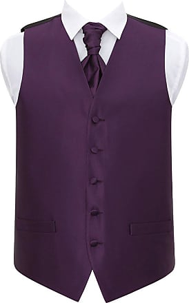 DQT Plain Shantung Wedding Waistcoat Vest & Matching Neck Tie for Men