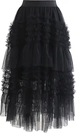  CHICWISH Tulle Skirts for Women Hearts Print Layered Mesh Tutu  Skirt Elastic Waist Black Midi Skirt : Clothing, Shoes & Jewelry