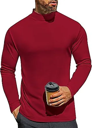 T-Shirt Thermique À Manches Longues Homme Col Roulé Sous-Vêtement Haut Tee  Shirt