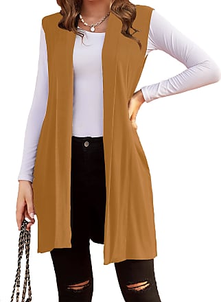 S-XXL Beyove Womens Long Sleeve Soft Draped Open Front Long Cardigans with Side Pockets 