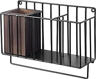 MyGift Rustic Kitchen and Dining Combo Caddy - Burnt Solid Wood and  Industrial Matte Black Metal Paper Towel Roll Dispenser Stand, Napkin  Holder