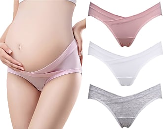 Ekouaer Women's Cotton Over/Under the Bump Maternity Panties Pregnancy Underwear 