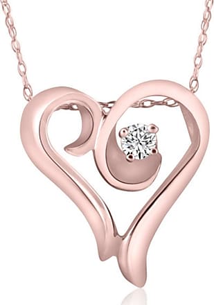 Pompeii3 1/2ct Diamond & Pink Sapphire Heart Pendant 14K Rose Gold