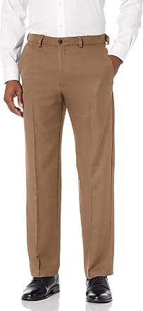 Haggar mensCool 18 Pro Classic Fit Flat Front Expandable Waist Pant Casual Pants - Brown - 40W x 30L