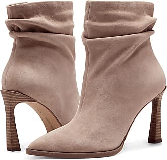 Vince Camuto Jentilliy Ankle Leather Block Heel Almond toe Booties Brown