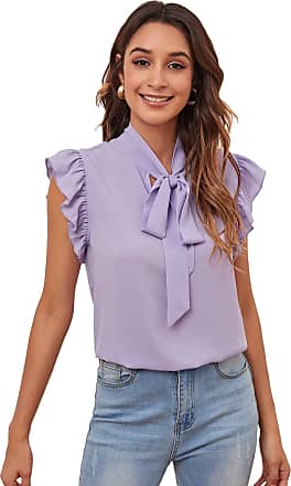 Graphic-print ruffle-trim blouse Farfetch Girls Clothing Blouses Purple 