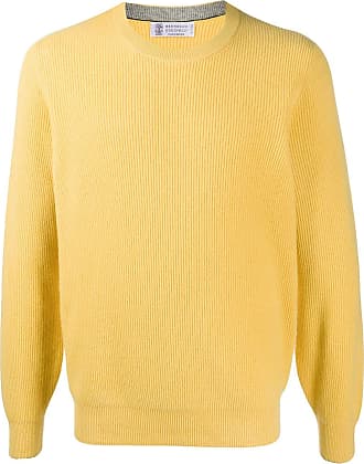 Crew Neck Sweaters for Men in Yellow 
