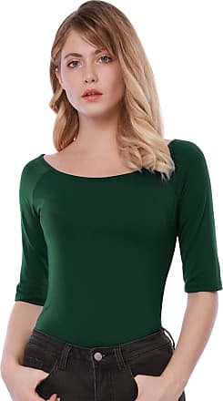Allegra K Women's Half Sleeves Scoop Neck Fitted Layering Top Soft T-Shirt 