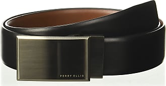 Perry Ellis Portfolio Men's Reversible Matte Gunmetal Plaque Belt 
