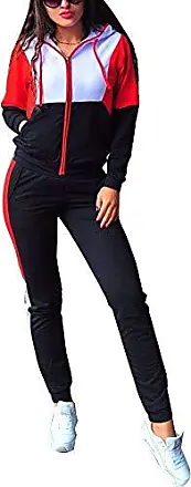 Minetom Femmes Jogging Yoga Survêtement Sports Suits Casual Manches Longues  Crop Top Sweat-Shirt à Capuche Et Pantalon Ensemble De Sportwear 2pcs